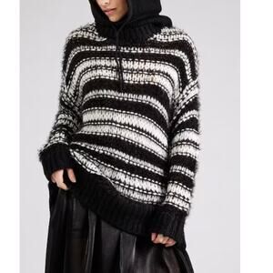 New TOPSHOP NORDSTROM Women's Black Crew Neck Knitted Sweater Size L